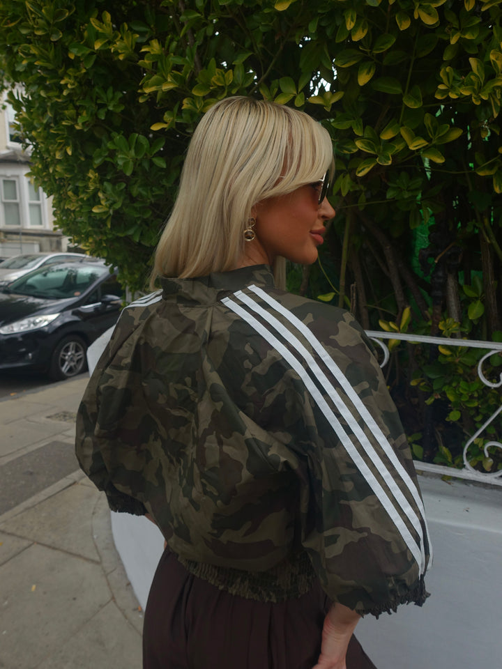 Cindy Stripe Camo Bomber
