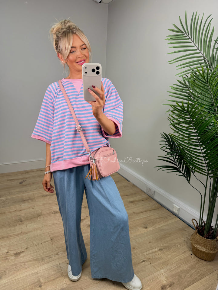 Alice Stripe Sweatshirt - Baby Pink & Baby Blue