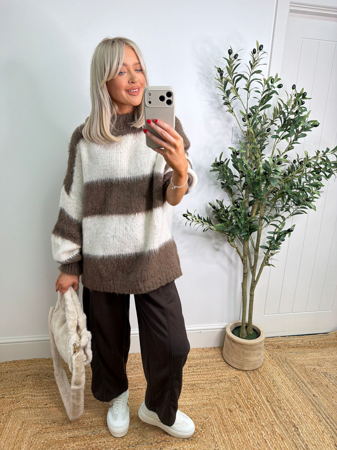 Chunky Stripe Knit - Choc & Cream