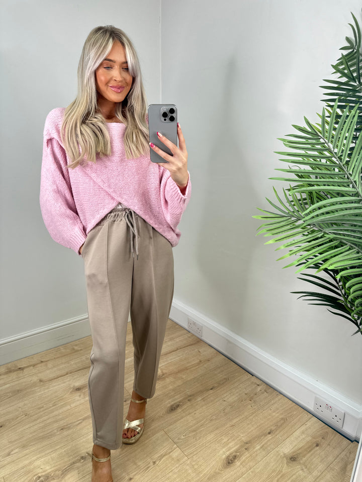 Ava Cross Over Knit - Baby Pink
