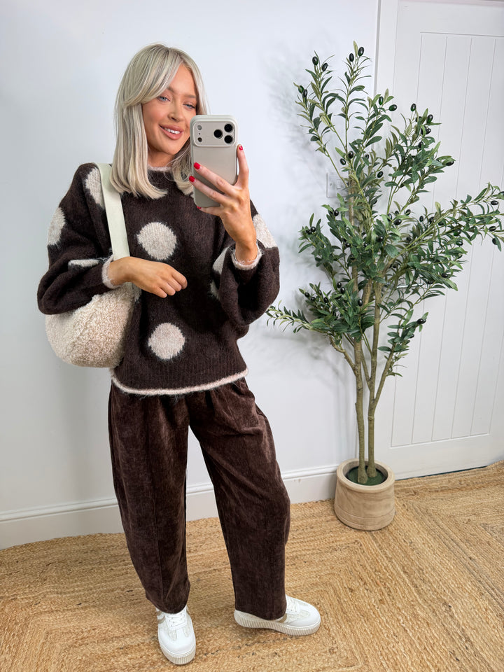 Reagan Spot Knit - Chocolate