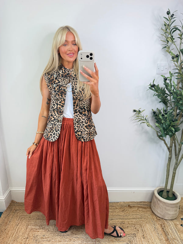 Leopard Military Waistcoat - Tan