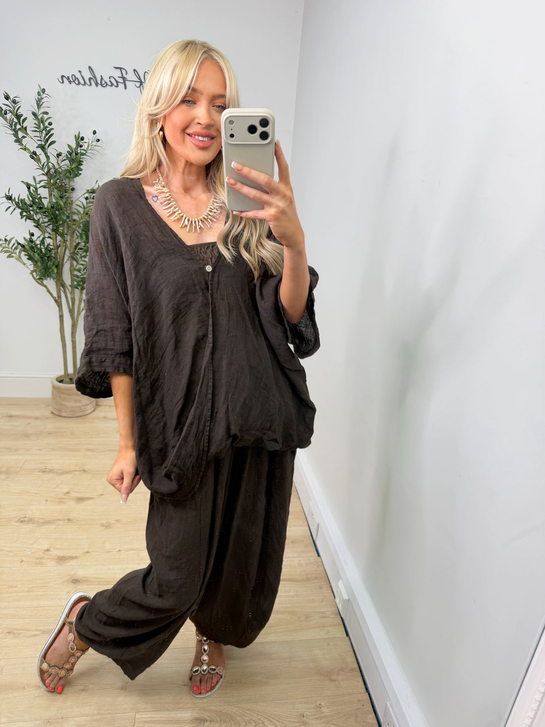 Adelaide Linen Wrap Top