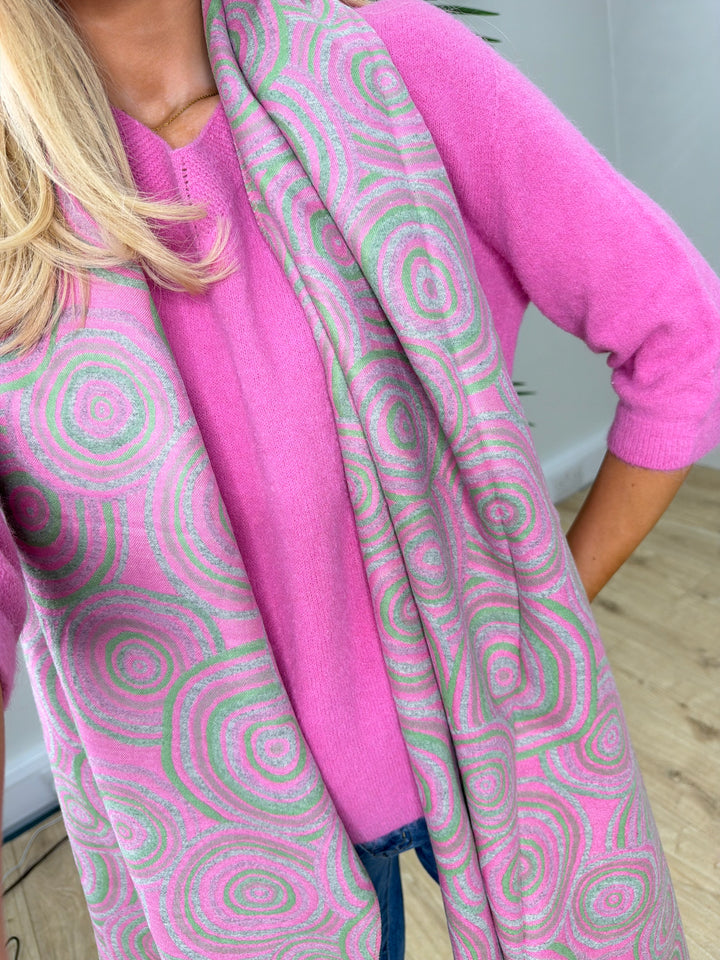 Swirl Scarf - Pink & Green