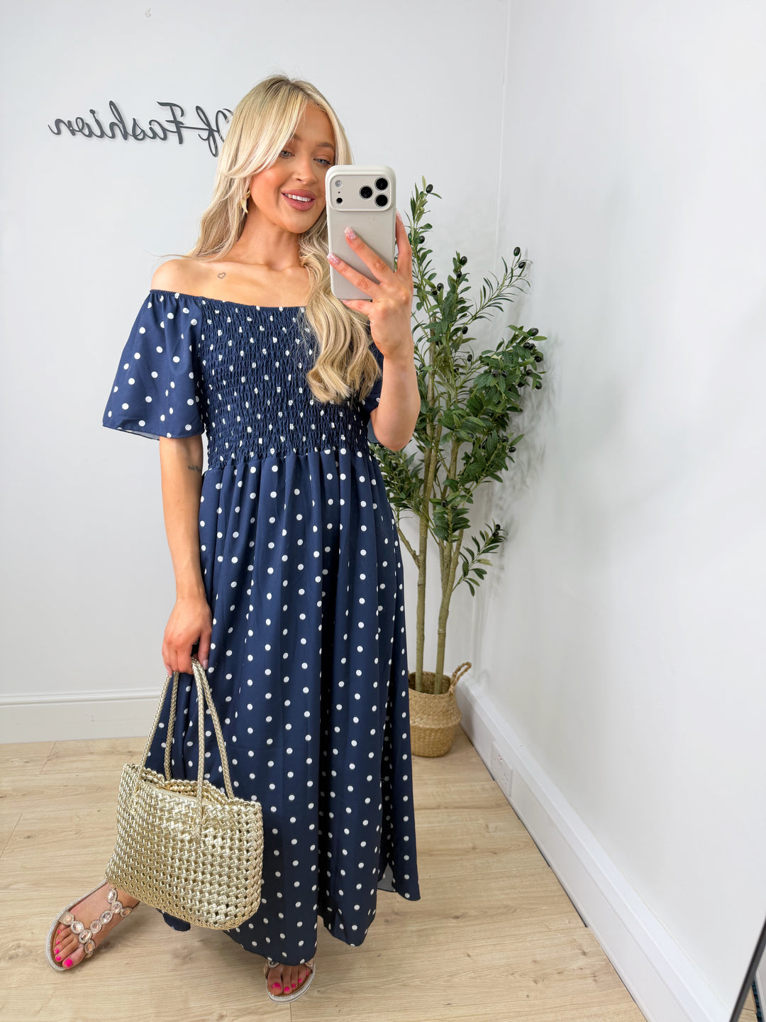 Cassidy Polka Dot Dress - Navy
