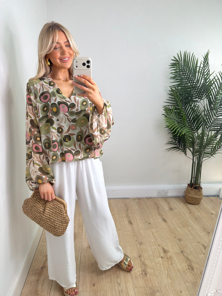 Louisa Bubble Top - Khaki