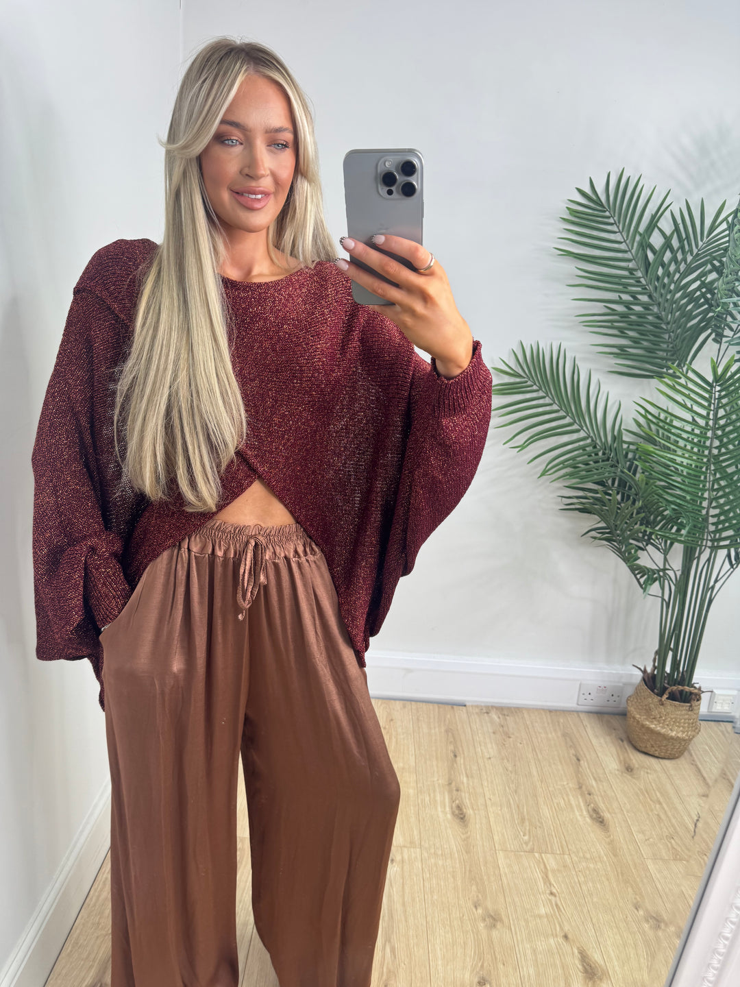 Lurex Cross Top -  Deep Red