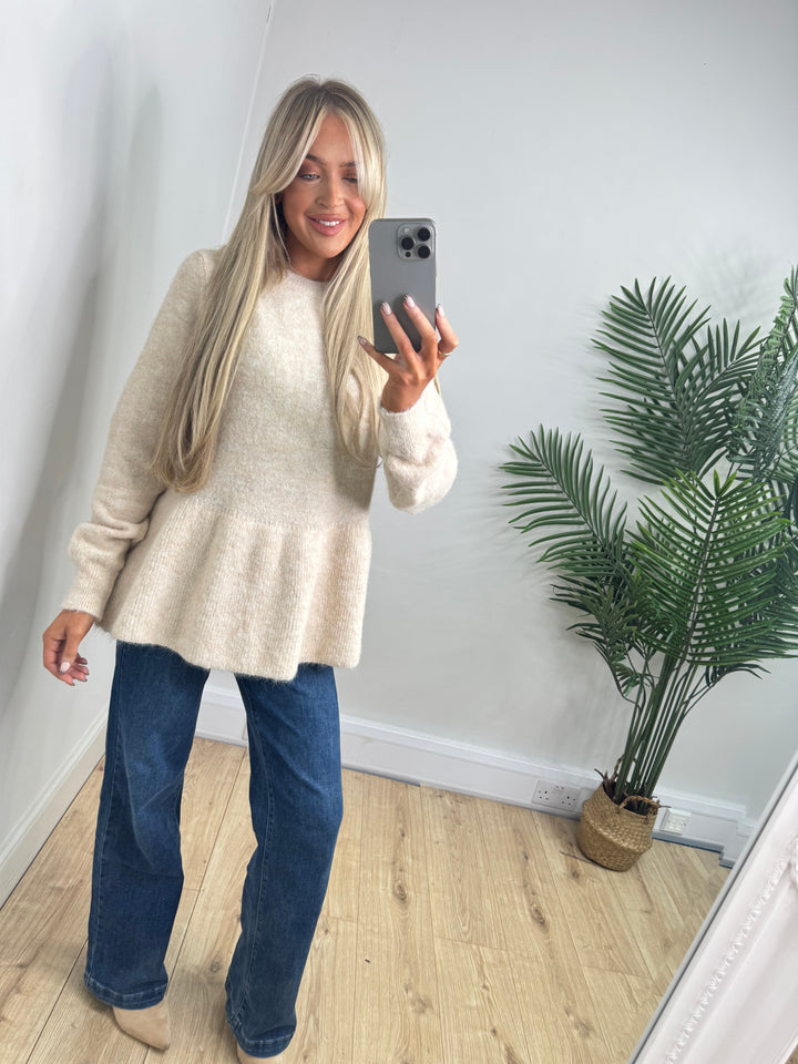 Bianca Peplum Knit - Cream