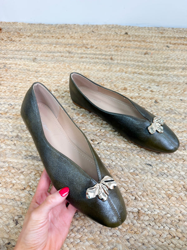 Vera Ballet Pumps - Olive