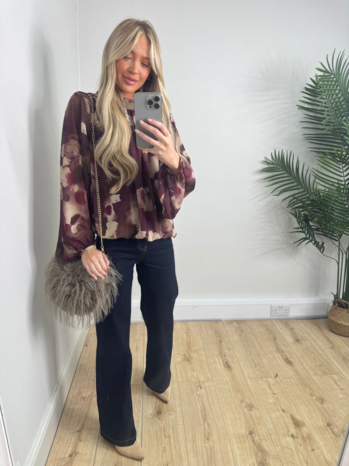 Jenny Bubble Hem Top - Plum