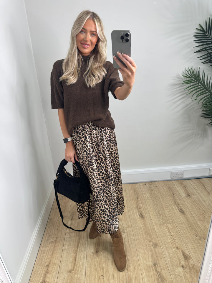 Codie Satin Skirt - Leopard