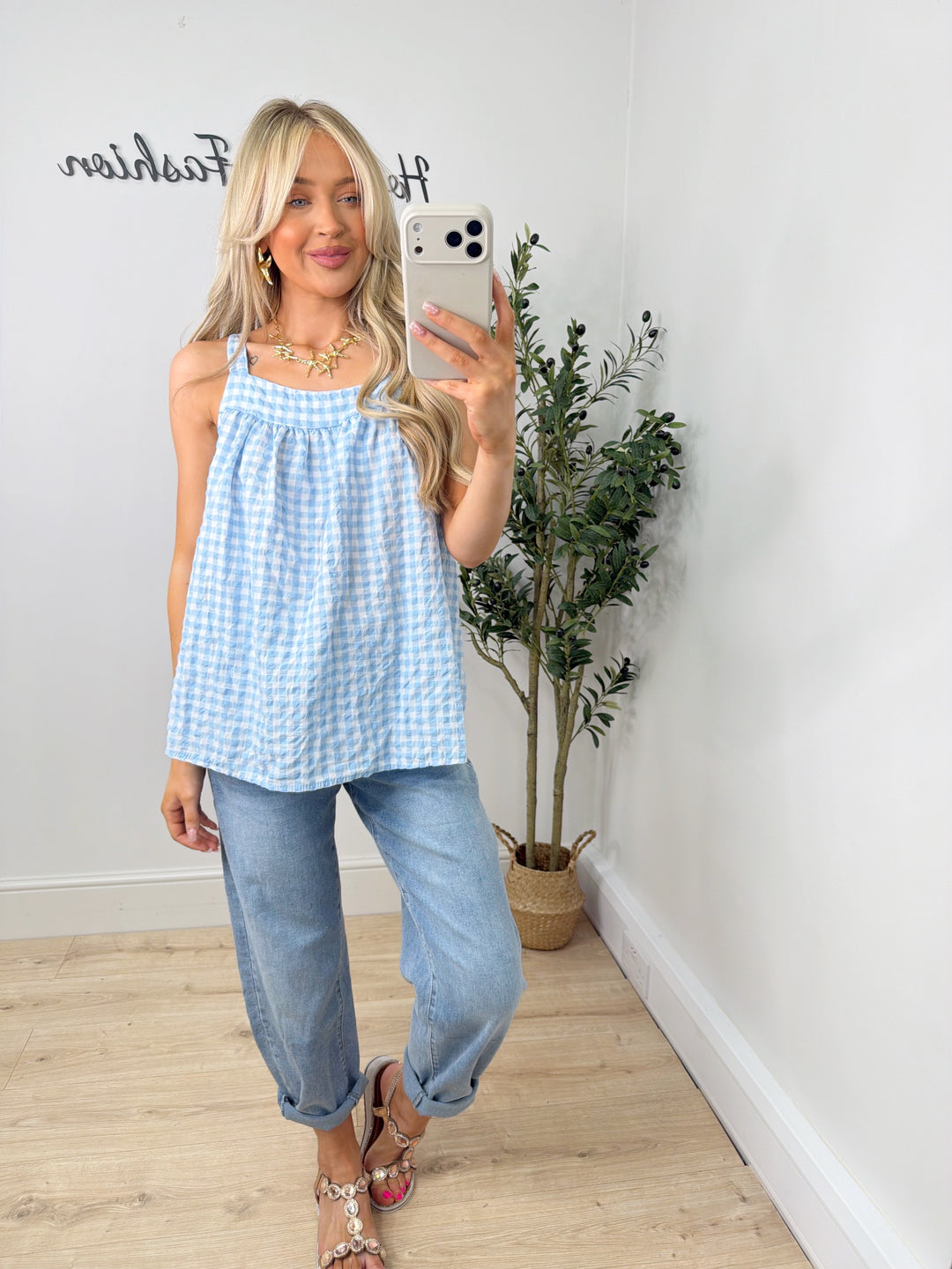 Fia Bow Back Top - Blue