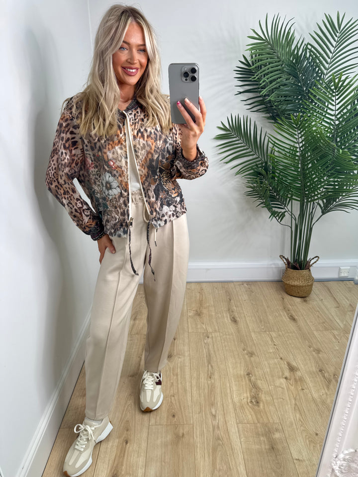 Floral Leopard Bomber Jacket