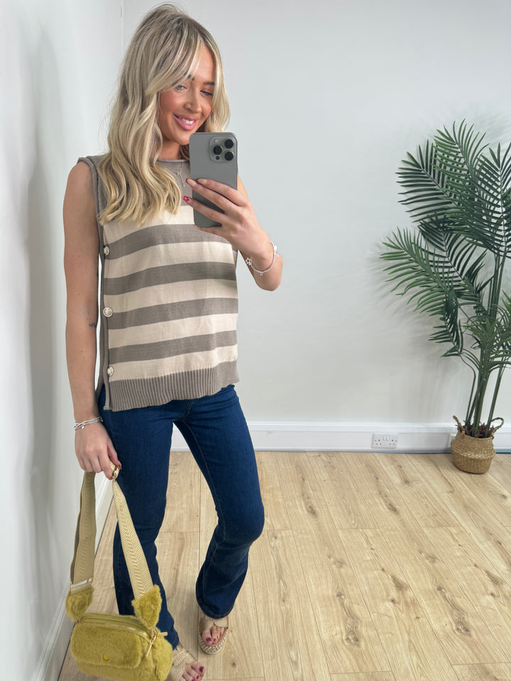 Mava Stripe Tank Top - Mocha