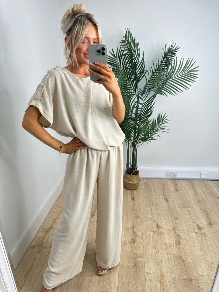Gold Button Coord - Cream
