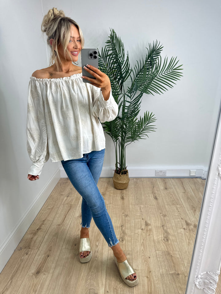 Tropics Bardot Top - Beige