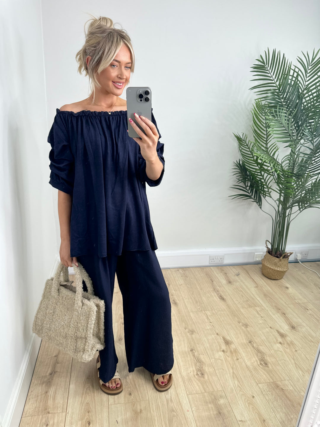 Elana Bardot Top - Navy