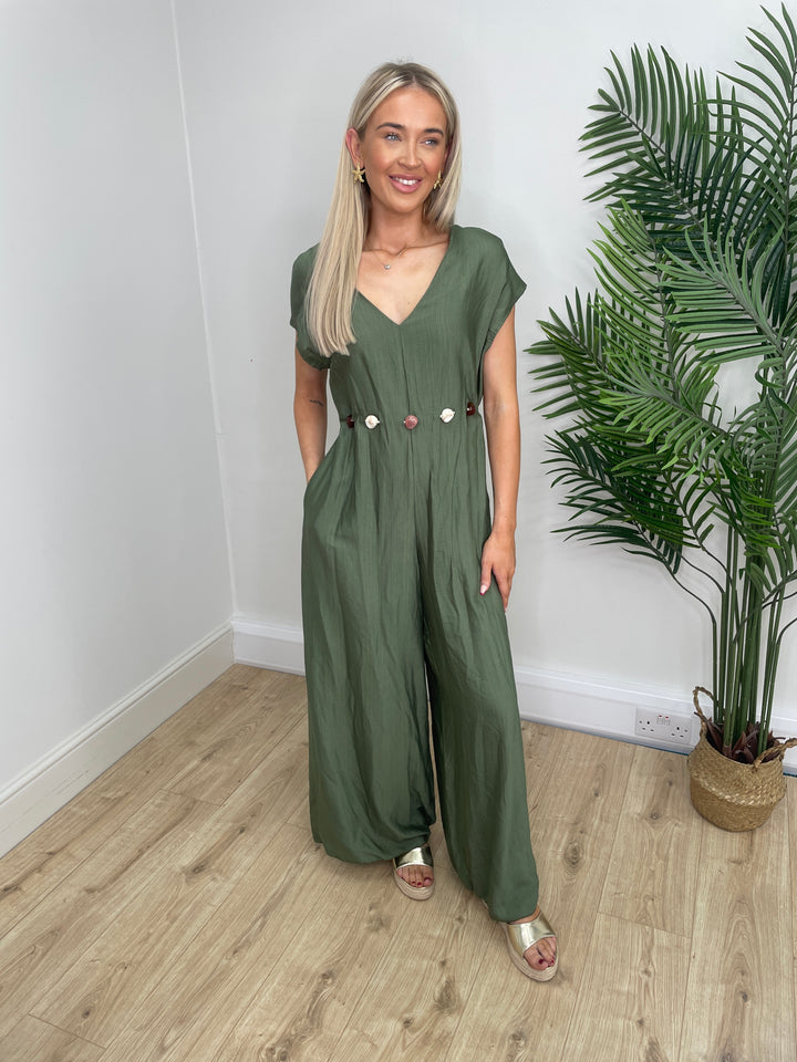 Stone Belt Jumpsuit - Khaki