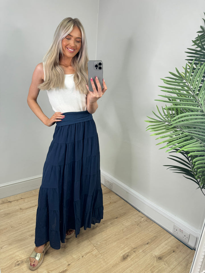 Indiah Tierred Skirt - Navy