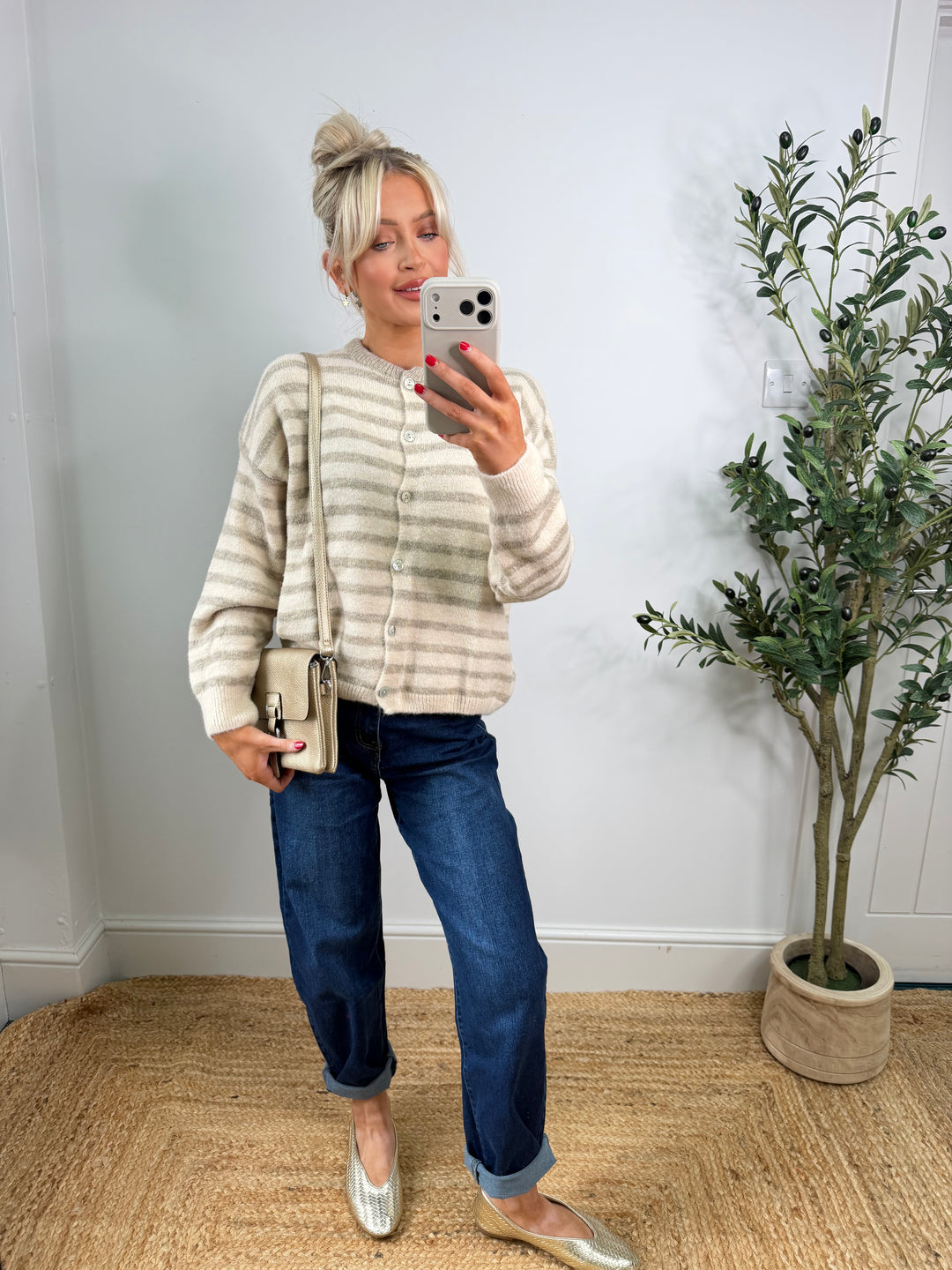 Kassia Cardigan -  Stripe Long Sleeve