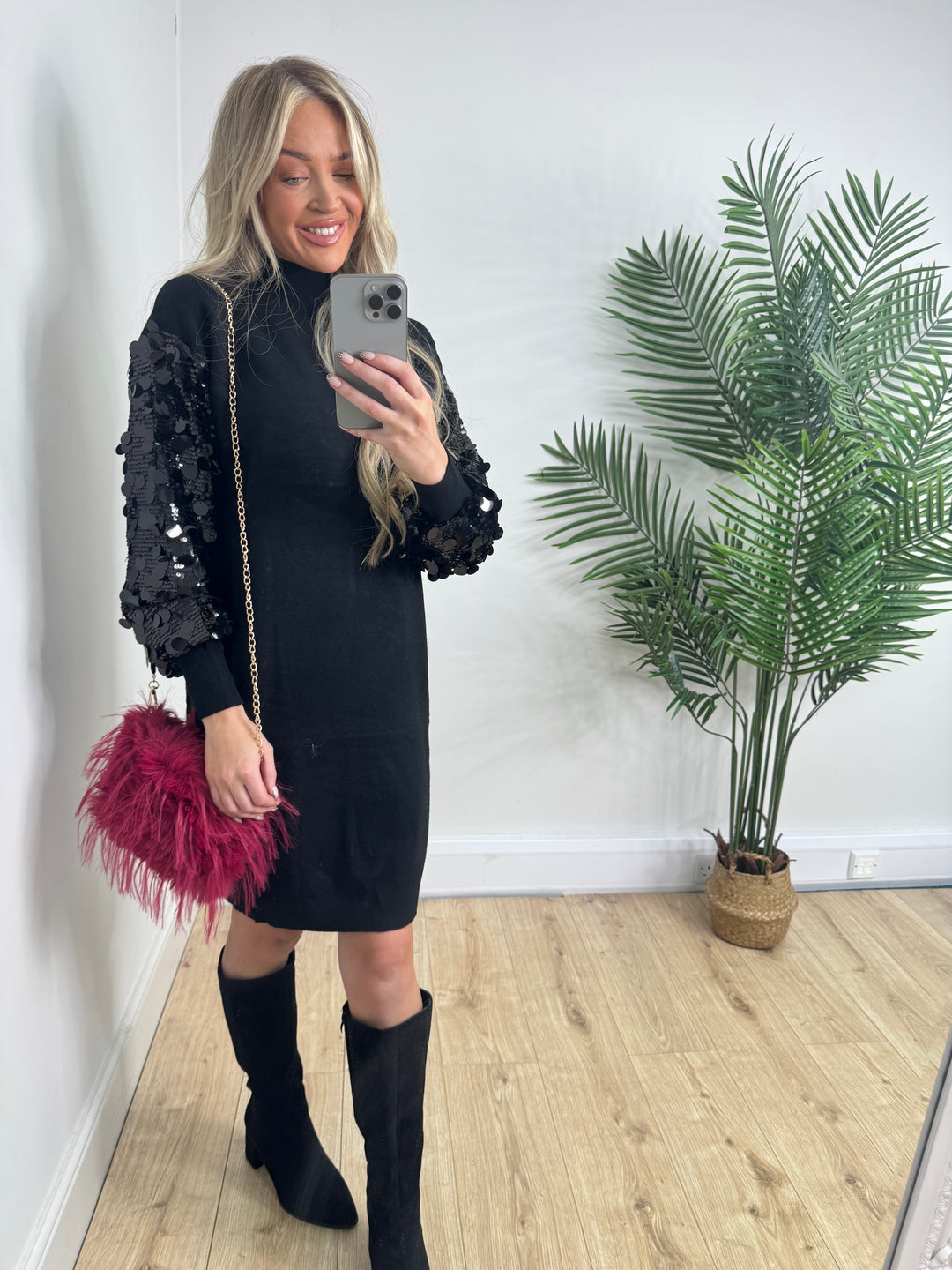 Jingle Jumper Dress - Black