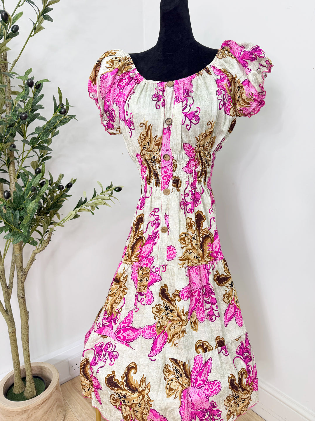 Printed Bardot Dress - Midi