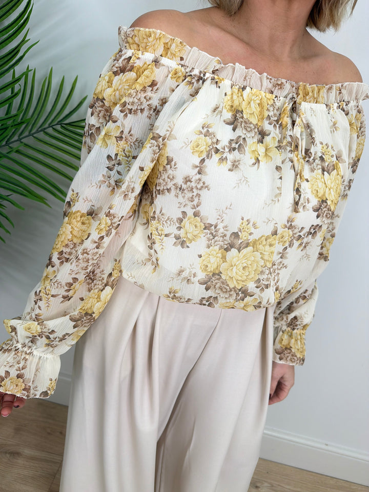 Rosie Bardot Blouse - Lemon