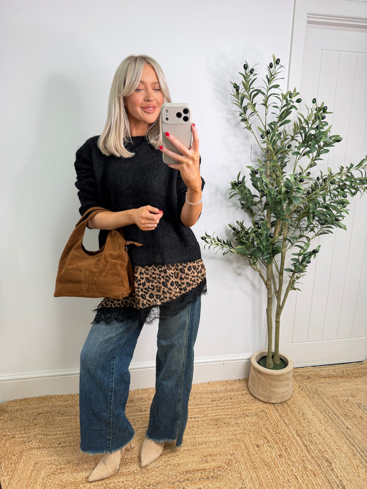Nancie Leopard Knit - Black