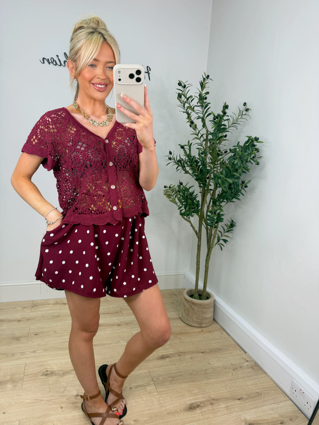 Amanda Crochet Top - Burgundy
