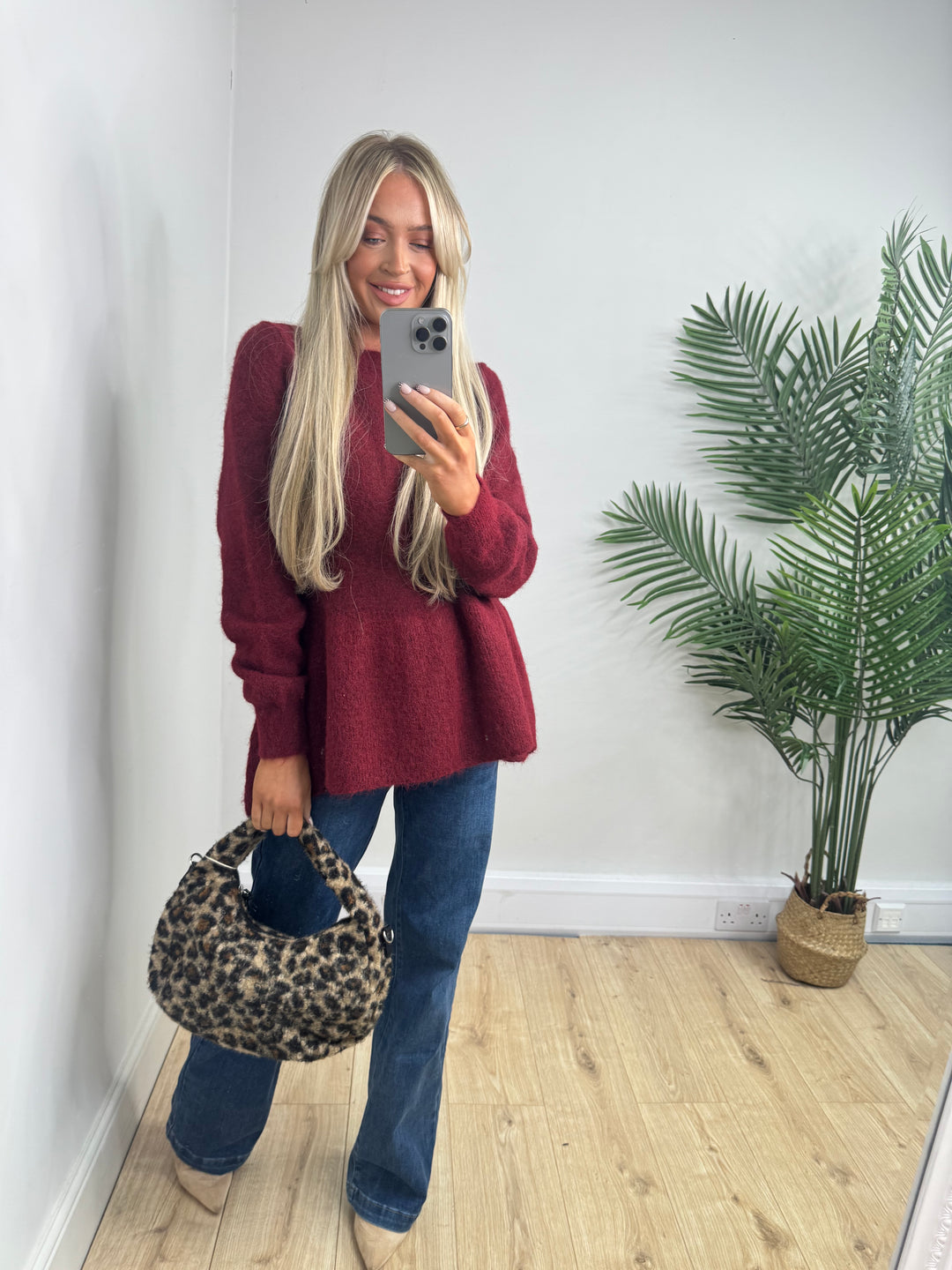 Bianca Peplum Knit - Burgundy