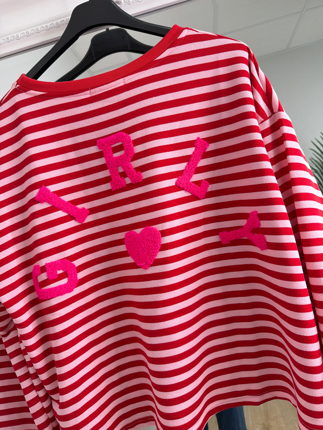 Girly Slogan Sweatshirt - Pink & Red