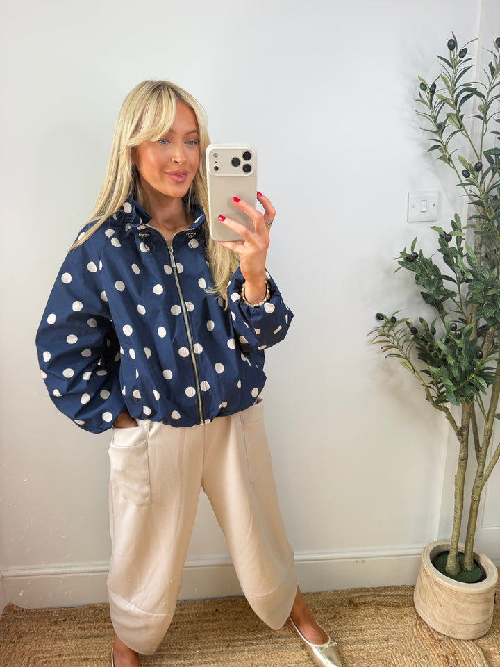 Polka Cavan Jacket - Navy & Cream