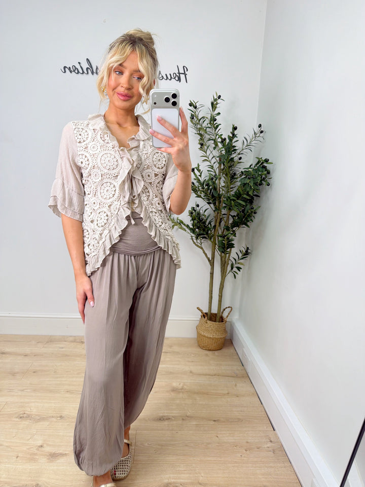 Mariah Top - Mocha & Cream