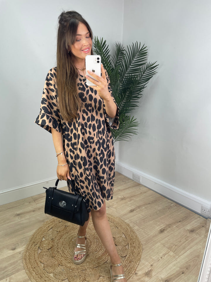 Anna Leopard Dress - Mocha