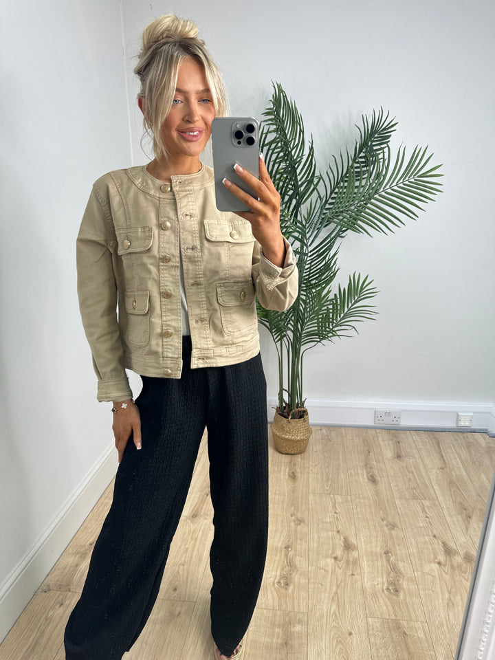 Monica Denim Jacket - Beige