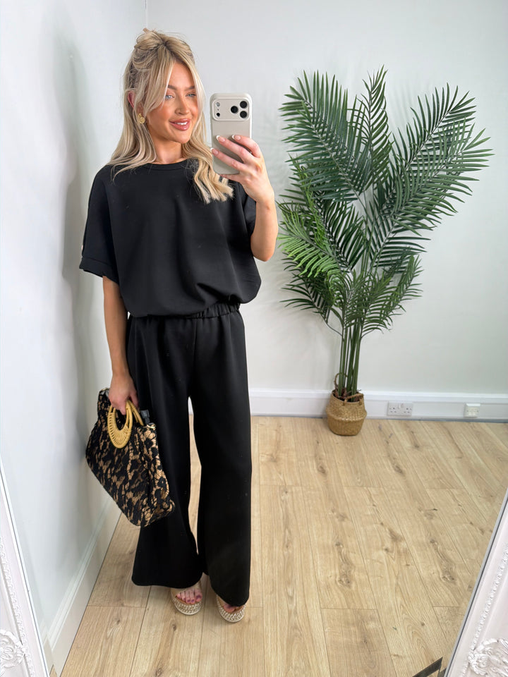 Claudia Button Two Piece Set - Black