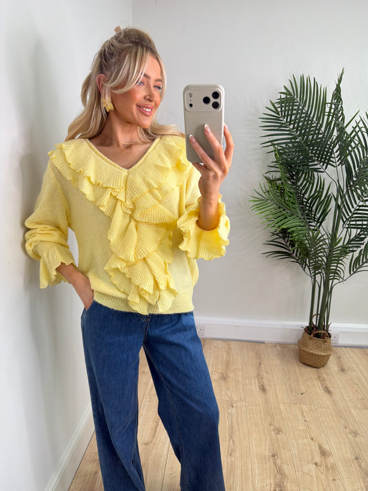 Adley Ruffle Knit - Lemon