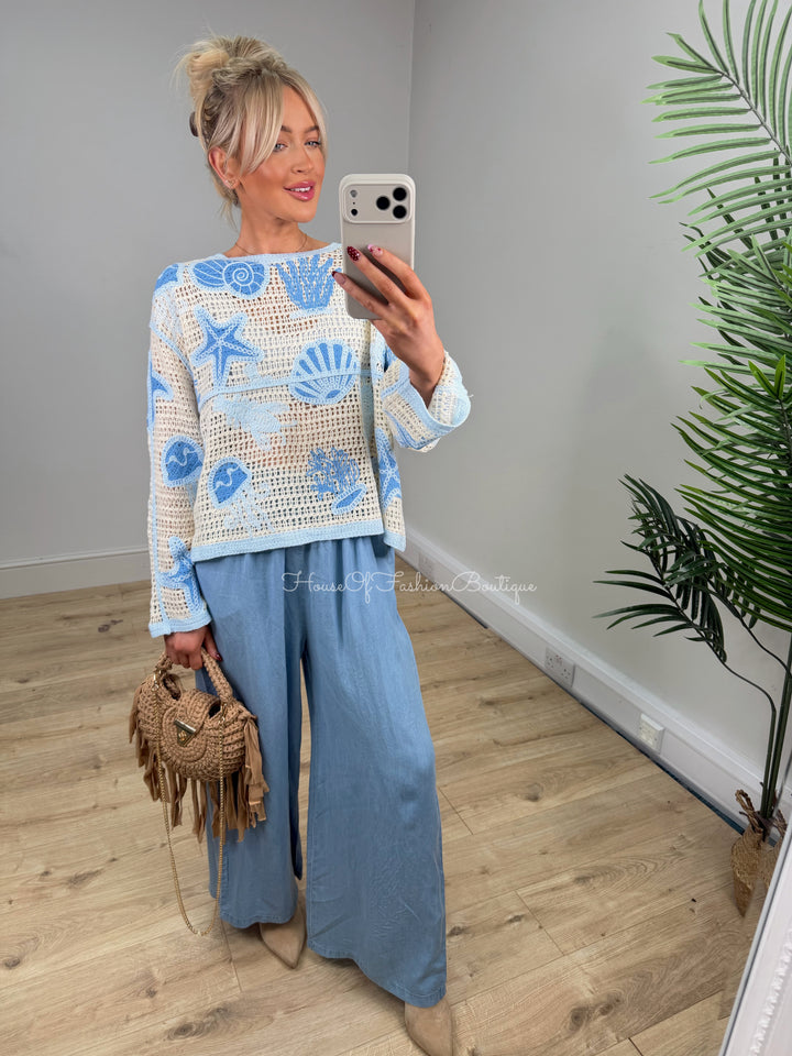 Starfish Crochet Top - Baby Blue