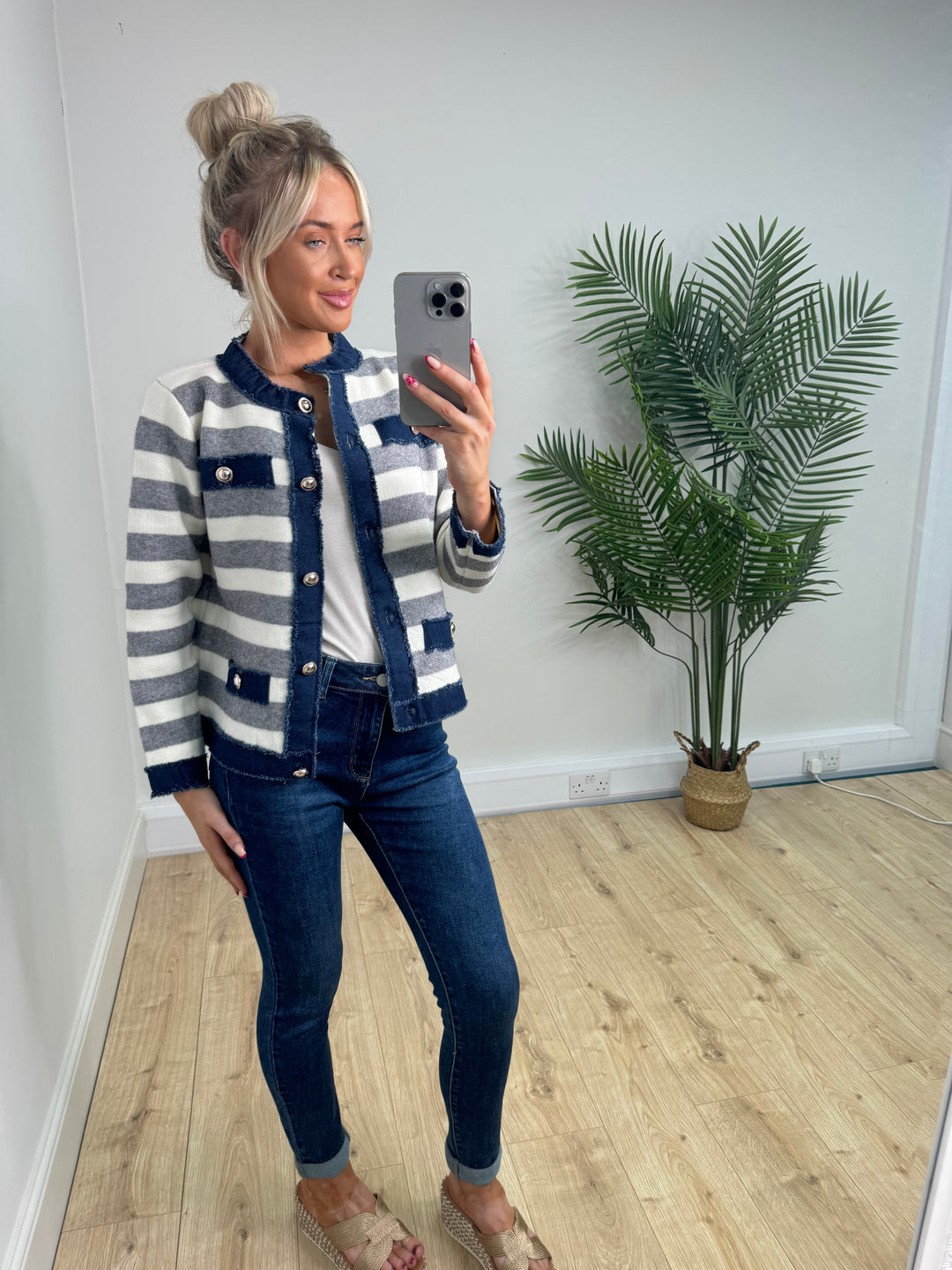 Freya Stripe Jacket - Grey
