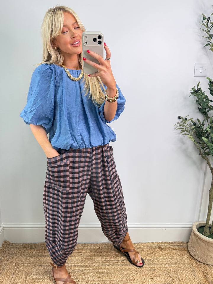 Tiffany Bubble Top - Denim Blue