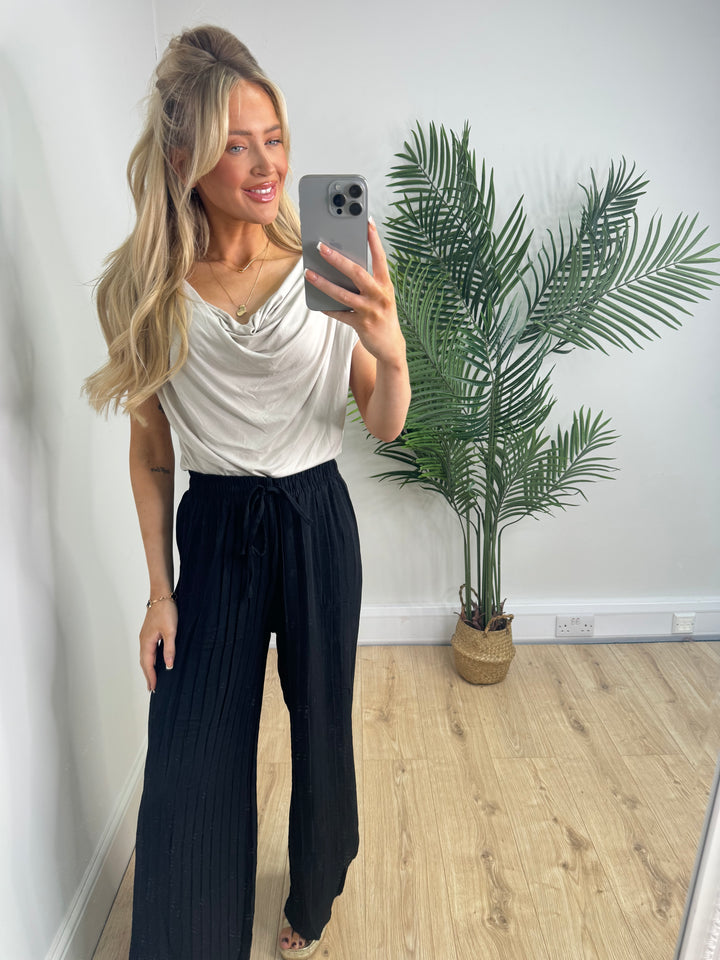Lisa Cowl Neck Top - Beige