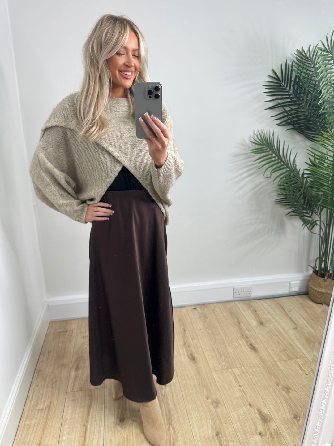 Lara Satin Skirt - Chocolate
