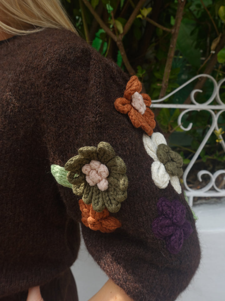 Ebony Floral Knit - Chocolate