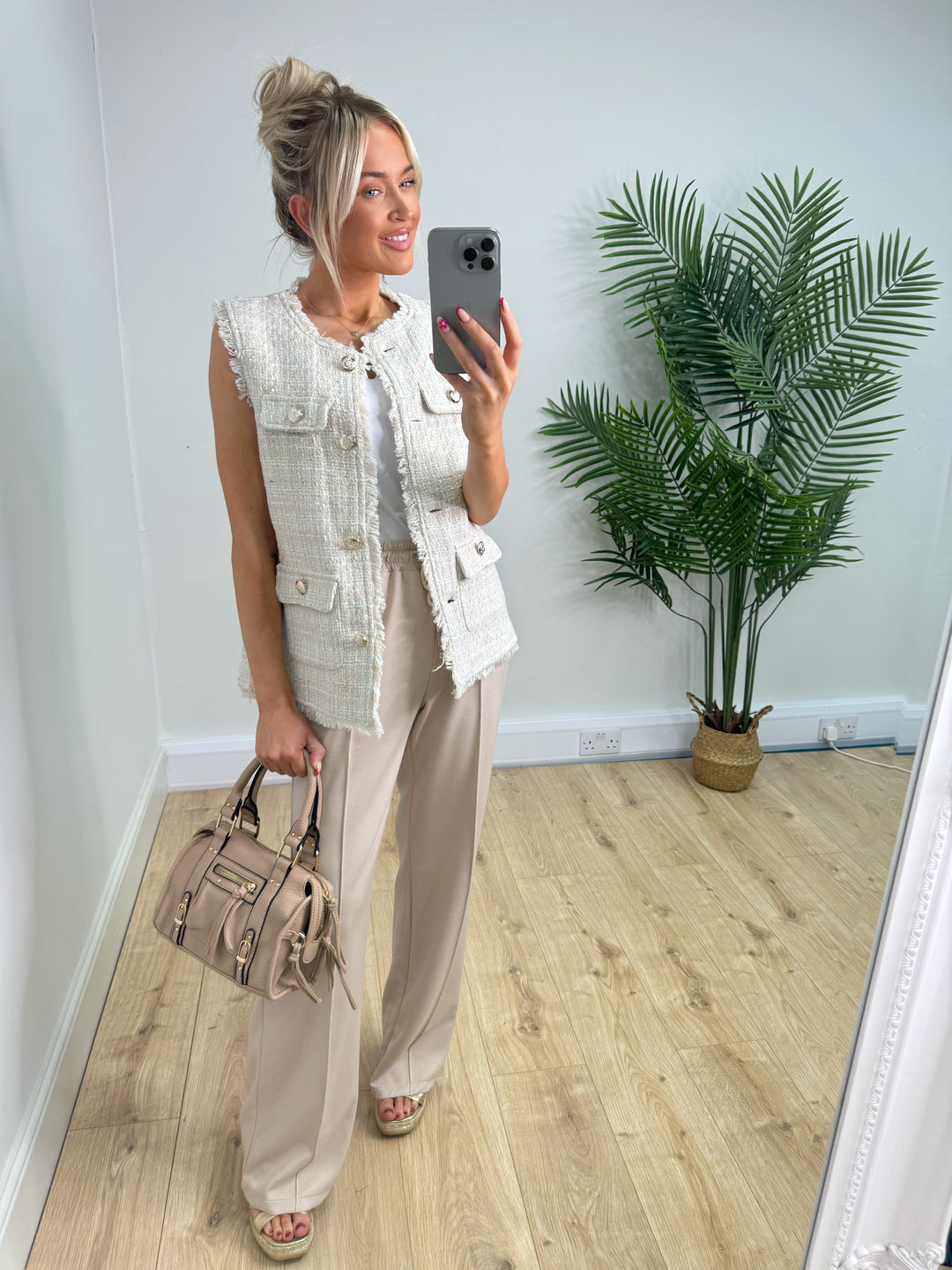 Tweed Waistcoat - Cream