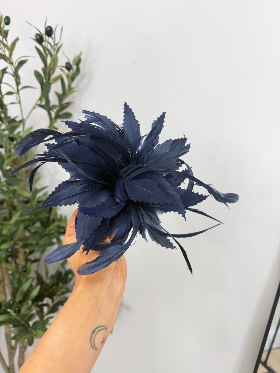 Feather Fascinator - Navy Blue