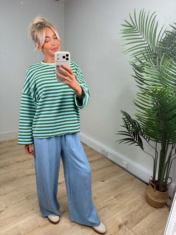 Vera Stripe Sweatshirt - Blue & Green