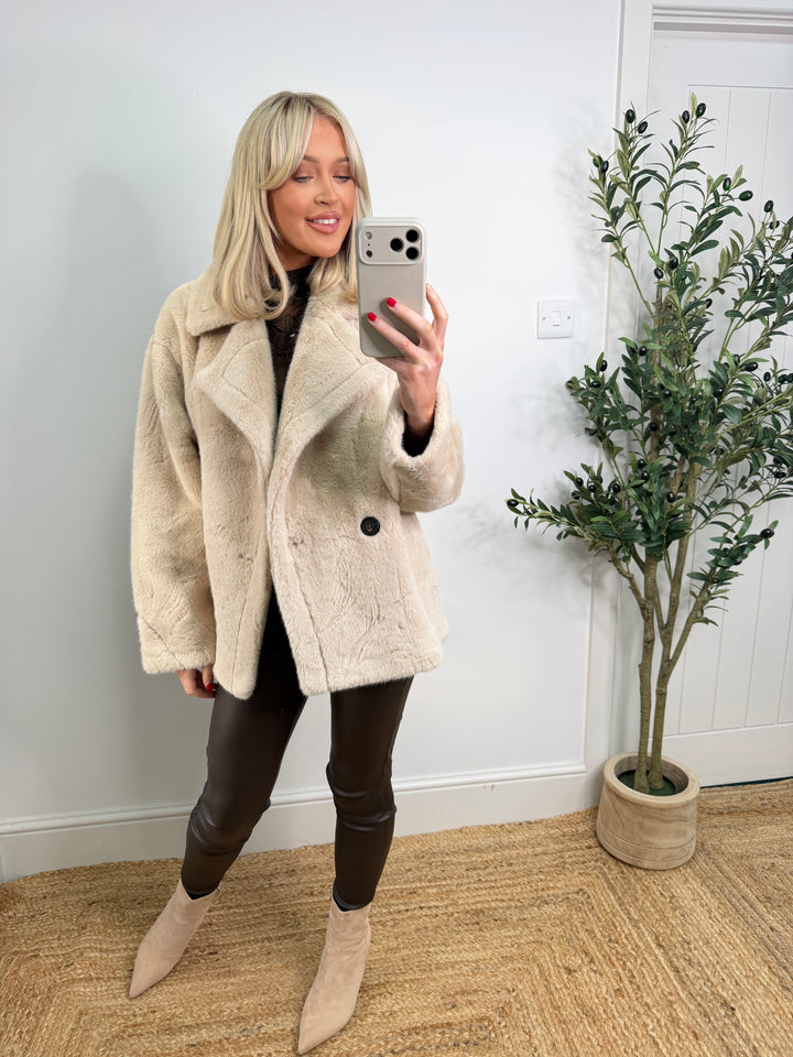 Catalina Faux Fur Jacket - Cream