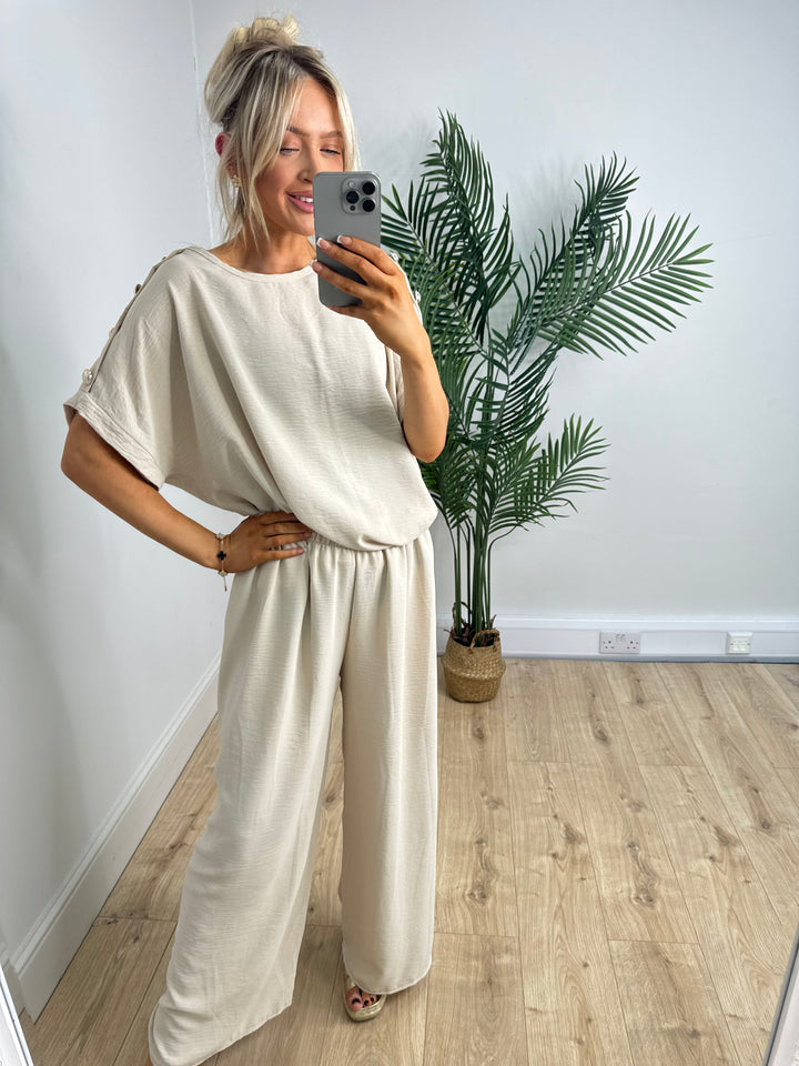 Gold Button Coord - Cream