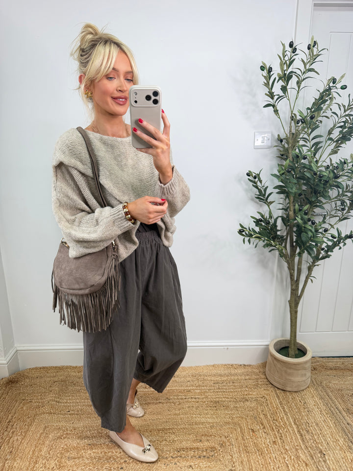 Ava Cross Over Knit - Beige