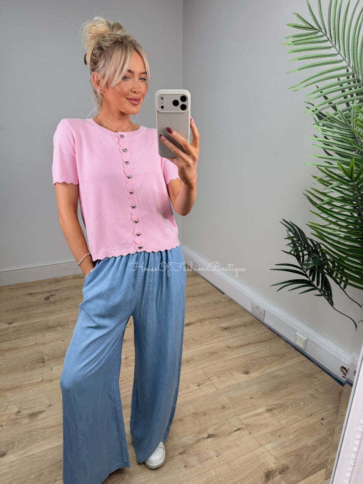 Berrie Heart Cardigan - Pink